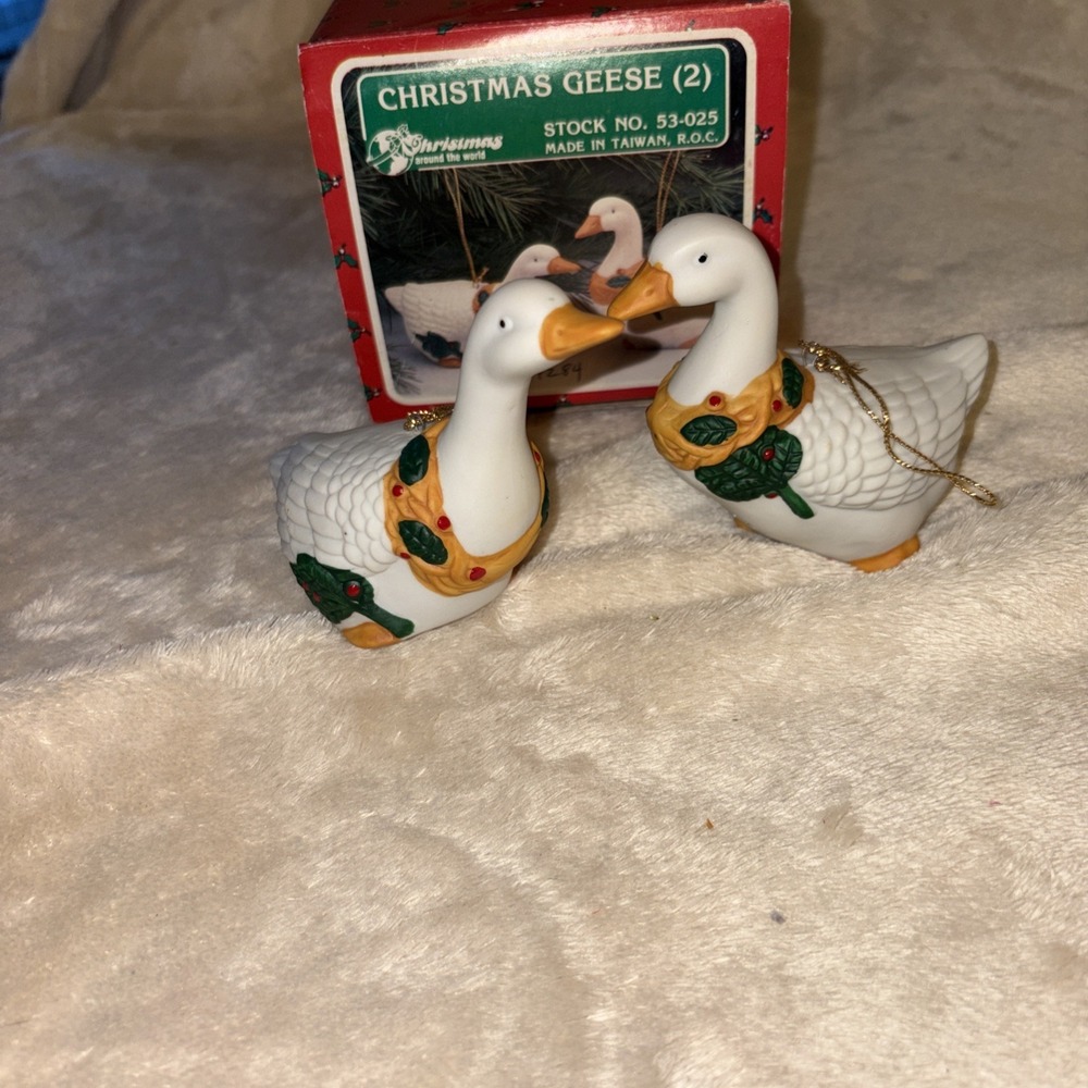 Christmas Around the World Geese Ornaments Set of 2 VINTAGE